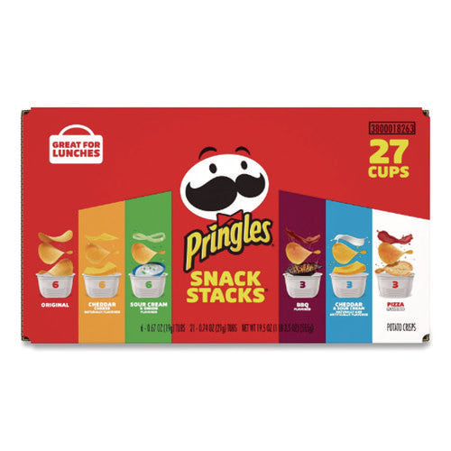 Image of Pringles® Snack Stack Variety Pack Crisps, (6) 0.67 and (21) 0.74 oz/Tubs, 27/Carton
