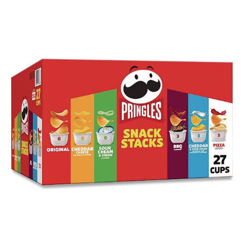 Image of Pringles® Snack Stack Variety Pack Crisps, (6) 0.67 and (21) 0.74 oz/Tubs, 27/Carton