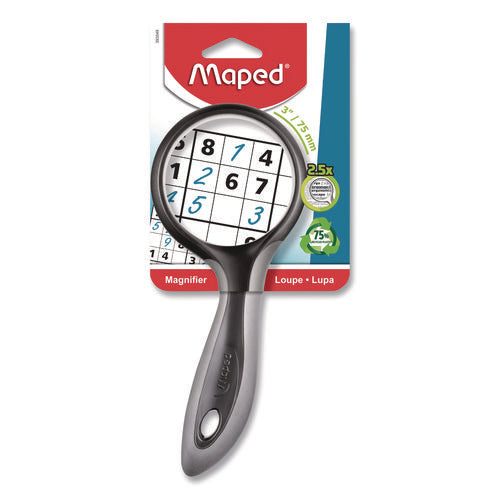 Image of Maped Helix 2.5X Soft Touch Large Magnifying Glass, Plastic Lens, 3" dia, Randomly Assorted Color