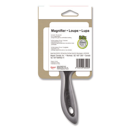 Image of Maped Helix 2.5X Soft Touch Large Magnifying Glass, Plastic Lens, 3" dia, Randomly Assorted Color