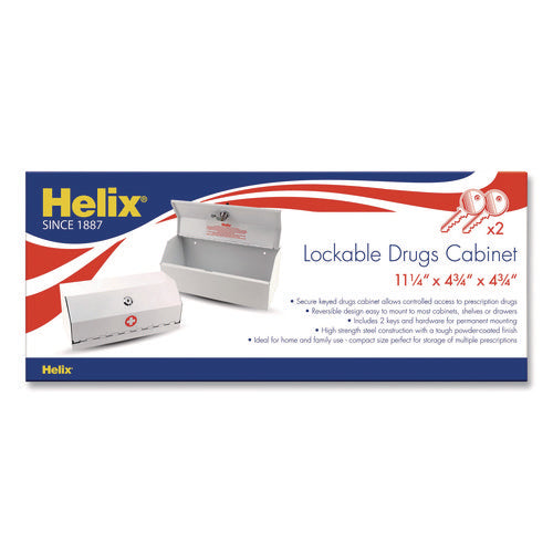 Image of Maped Helix Metal Lockable Wall-Mounted Drug Cabinet,11.5 x 4.24 x 4.75, White