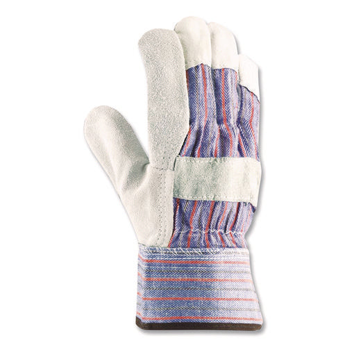 Image of PIP Shoulder Split Cowhide Leather Palm Gloves, B/c Grade, Medium, Blue/gray, 12 Pairs