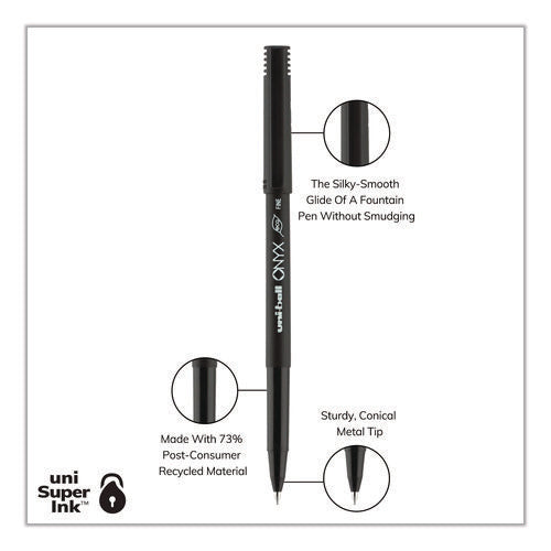 Image of uniball® ONYX Rollerball Pen, Stick, Fine 0.7 mm, Black Ink, Black Barrel, 72/Pack