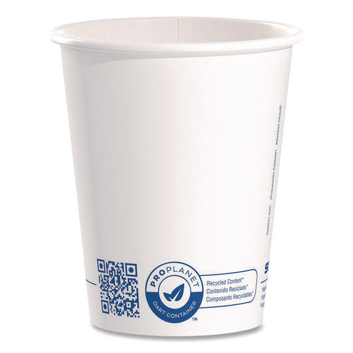Image of SOLO® Recycled Content PCF Paper Hot Cups, ProPlanet Seal, 10 oz, White, 50/Pack
