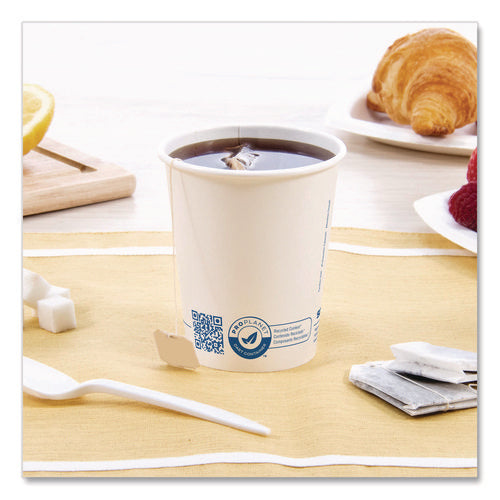 Image of SOLO® Recycled Content PCF Paper Hot Cups, ProPlanet Seal, 10 oz, White, 50/Pack