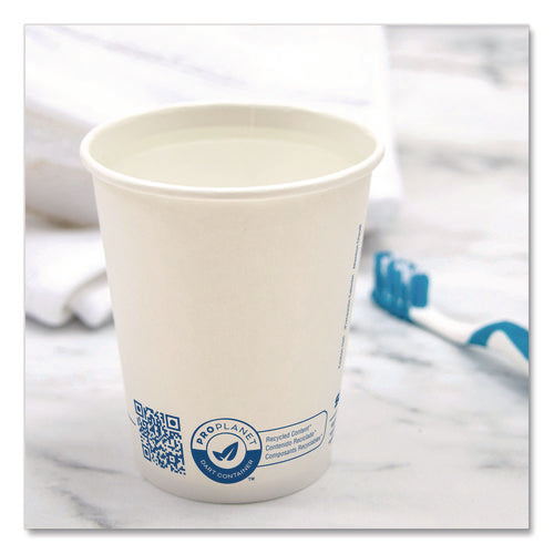 Image of SOLO® Recycled Content PCF Paper Hot Cups, ProPlanet Seal, 10 oz, White, 50/Pack