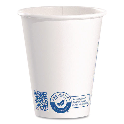 Image of SOLO® Recycled Content PCF Paper Hot Cups, ProPlanet Seal, 8 oz, White, 50/Pack