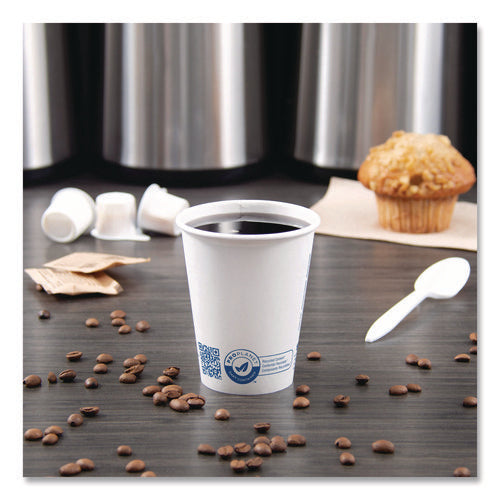 Image of SOLO® Recycled Content PCF Paper Hot Cups, ProPlanet Seal, 8 oz, White, 50/Pack