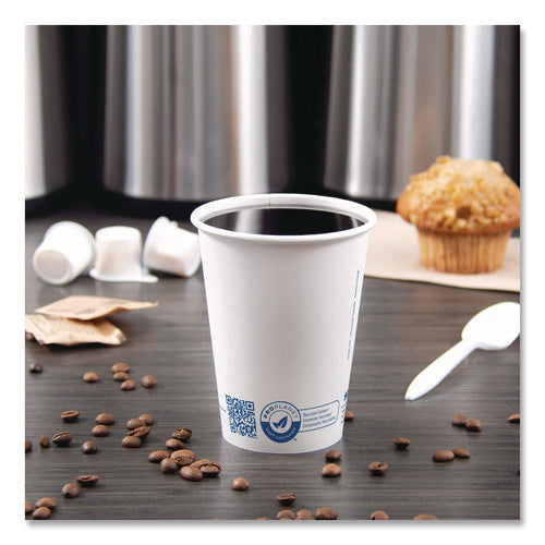 Image of SOLO® Recycled Content PCF Paper Hot Cups, ProPlanet Seal, 12 oz, White, 50/Pack