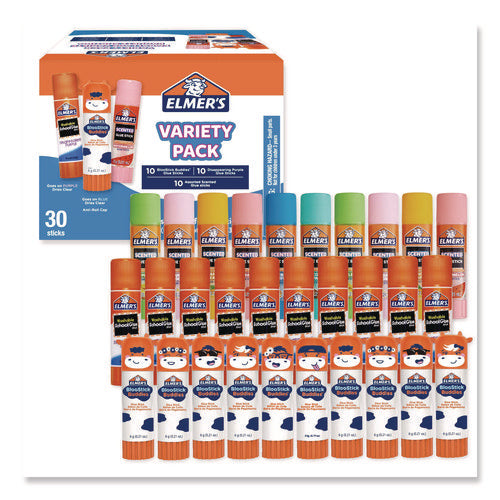 Image of Elmer's® Glue Stick Variety Pack, 0.21 oz, Dries Clear, 30/Pack