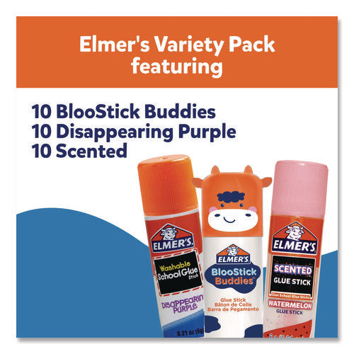 Image of Elmer's® Glue Stick Variety Pack, 0.21 oz, Dries Clear, 30/Pack