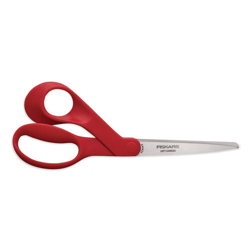 Image of Fiskars® Premier Left Handed Scissors, 9.75" Long, 8" Cut Length, Offset Red Handle