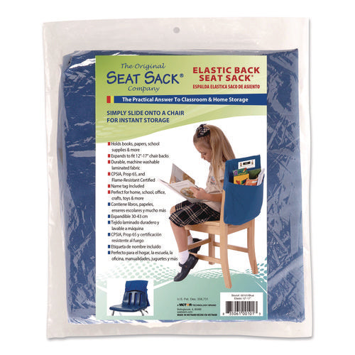 Image of Victor® Elastic-Back Seat Sack for Chairs 12" to 17" Wide, 11 x 16 x 14, Fabric, Blue
