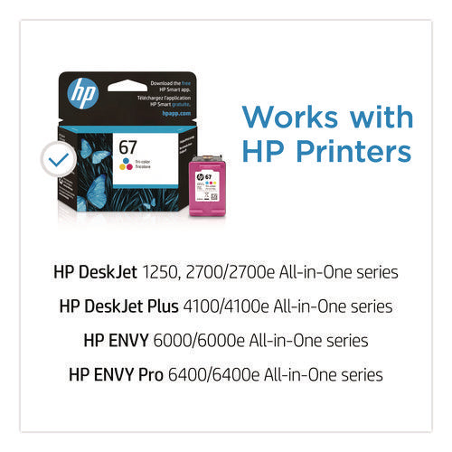 Image of HP HP 67, (3ym55an) Tri-Color Original Ink Cartridge