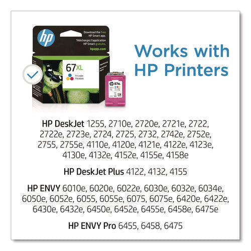 Image of HP HP 67xl, (3ym58an) High-Yield Tri-Color Original Ink Cartridge