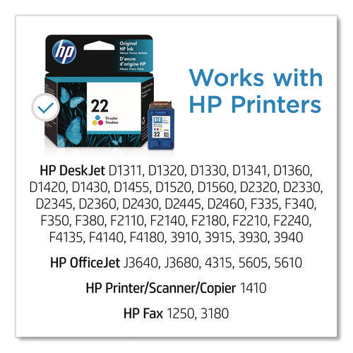 Image of HP HP 22, (c9352an) Tri-Color Original Ink Cartridge