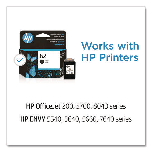 Image of HP HP 62, (c2p04an) Black Original Ink Cartridge