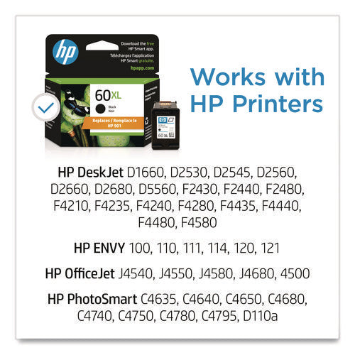 Image of HP HP 60xl, (cc641wn) High-Yield Black Original Ink Cartridge
