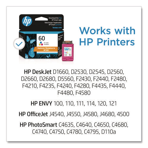 Image of HP HP 60, (cc643wn) Tri-Color Original Ink Cartridge