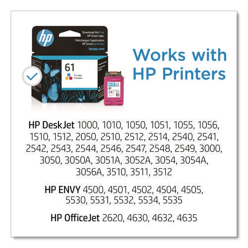 Image of HP HP 61, (ch562wn) Tri-Color Original Ink Cartridge