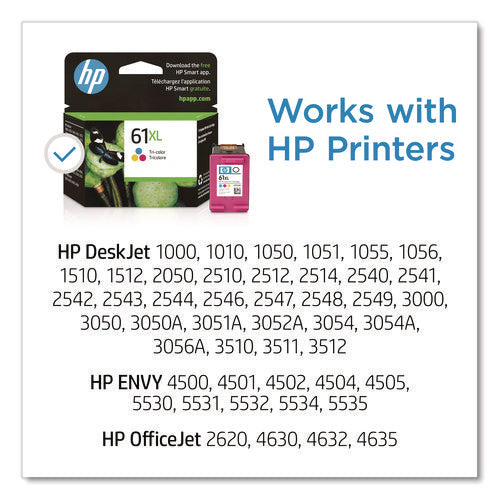 Image of HP HP 61xl, (ch564wn) High-Yield Tri-Color Original Ink Cartridge