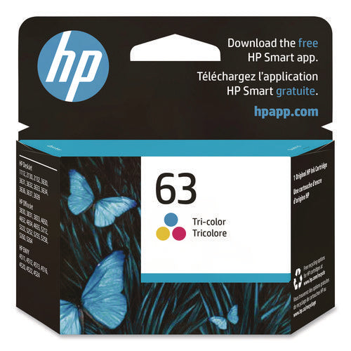 Image of HP HP 63, (f6u61an) Tri-Color Original Ink Cartridge