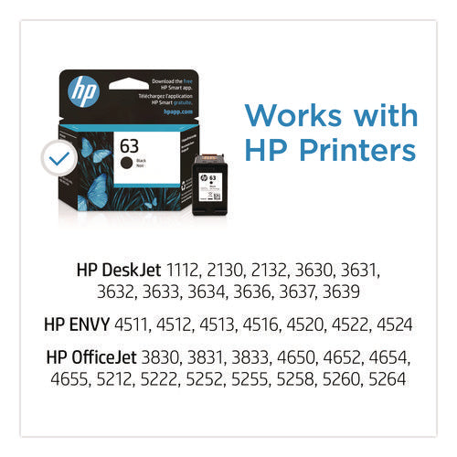 Image of HP HP 63, (f6u62an) Black Original Ink Cartridge
