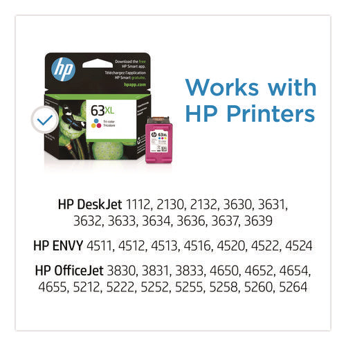 Image of HP HP 63xl, (f6u63an) High-Yield Tri-Color Original Ink Cartridge