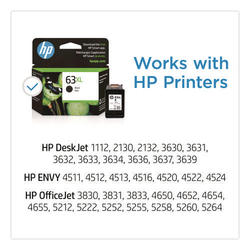 Image of HP HP 63xl, (f6u64an) High-Yield Black Original Ink Cartridge
