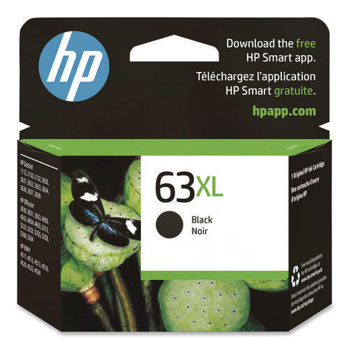 Image of HP HP 63xl, (f6u64an) High-Yield Black Original Ink Cartridge