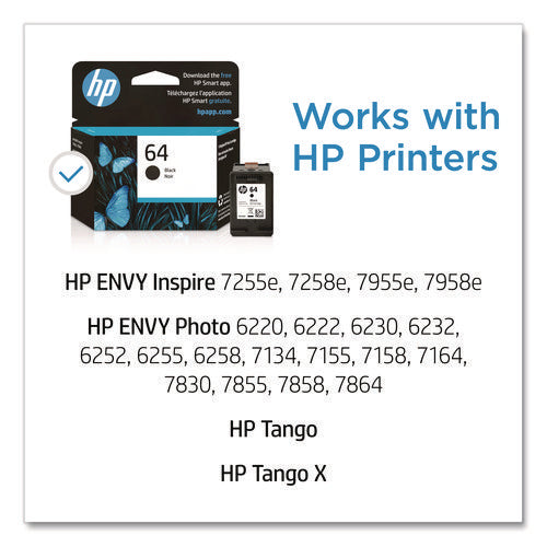 Image of HP HP 64, (n9j90an) Black Original Ink Cartridge