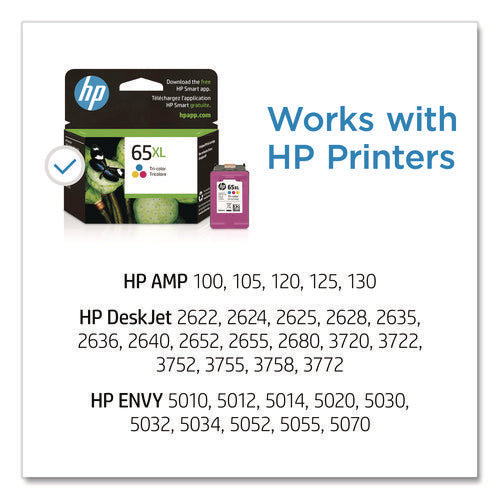 Image of HP HP 65xl, (n9k03an) High-Yield Tri-Color Original Ink Cartridge