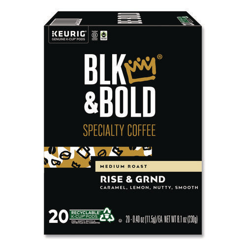 Image of BLK & Bold® Rise and GRND K-Cups, 0.41 oz K-Cup, 20/Box