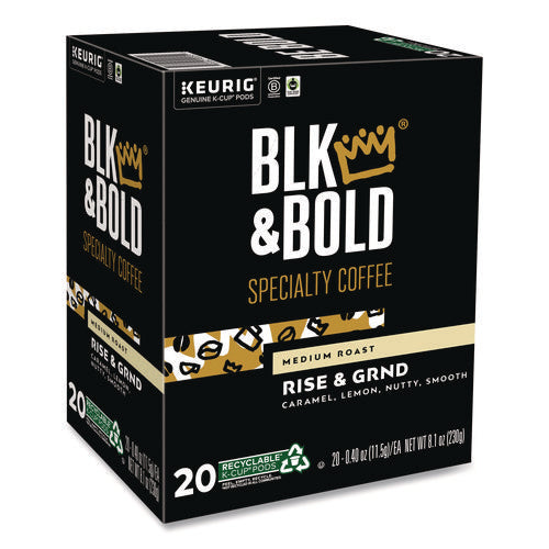 Image of BLK & Bold® Rise and GRND K-Cups, 0.41 oz K-Cup, 20/Box