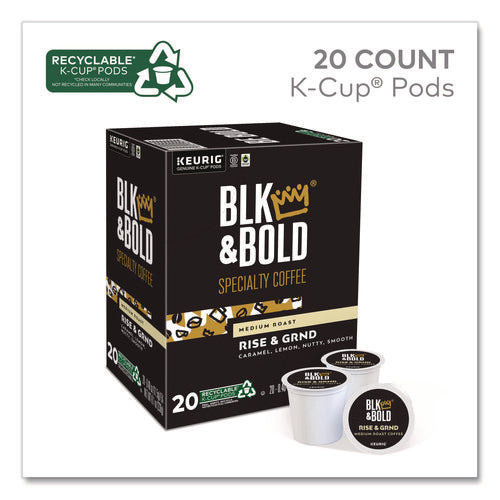 Image of BLK & Bold® Rise and GRND K-Cups, 0.41 oz K-Cup, 20/Box