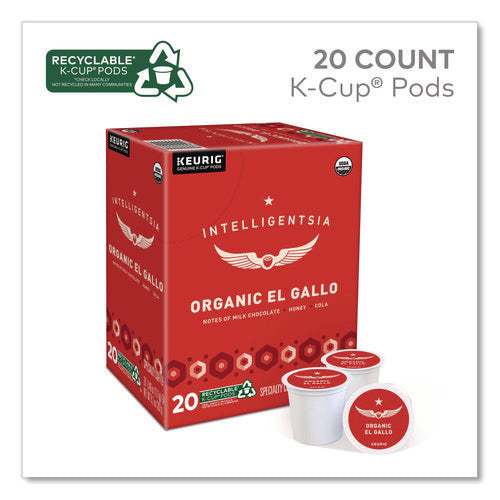 Image of Intelligentsia El Gallo Organic Coffee K-Cups, Light Roast, 20/Box