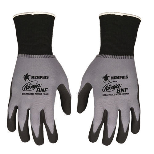 Image of MCR Safety Ninja Nitrile Coating Nylon/spandex Gloves, Black/gray, X-Large, Dozen