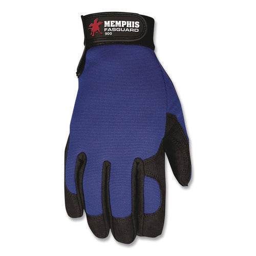 Image of MCR Safety Clarino Synthetic Leather Palm Mechanics Gloves, Blue/black, Medium
