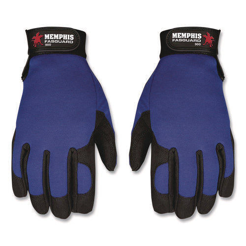 Image of MCR Safety Clarino Synthetic Leather Palm Mechanics Gloves, Blue/black, Medium