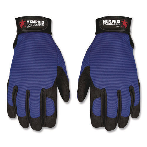 Image of MCR Safety Clarino Synthetic Leather Palm Mechanics Gloves, Blue/black, X-Large