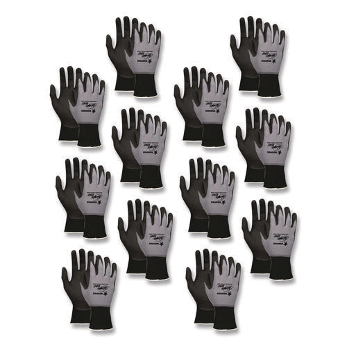 Image of MCR Safety Ninja Nitrile Coating Nylon/spandex Gloves, Black/gray, Large, Dozen