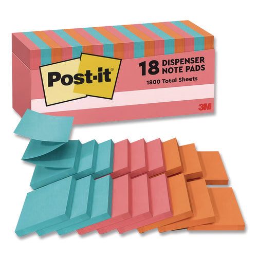 Image of Post-it® Dispenser Notes Original Pop-up Refill Cabinet Pack, 3" x 3", Poptimistic Collection Colors, 100 Sheets/Pad, 18 Pads/Pack