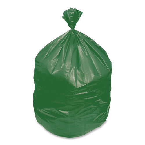 Image of Heritage Eco Blend Max Can Liners, 45 gal, 0.8 mil, 40" x 46", Green, 25 Bags/Roll, 6 Rolls/Carton