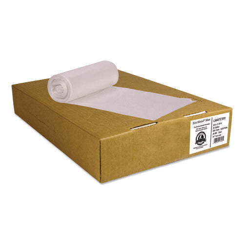 Image of Heritage Eco Blend Max Can Liners, 23 gal, 0.8 mil, 28" x 45", Clear, 25 Bags/Roll, 10 Rolls/Carton