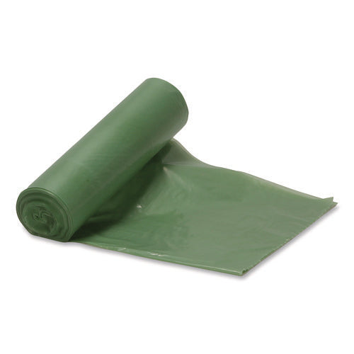 Image of Heritage Eco Blend Max Can Liners, 60 gal, 0.8 Mil, 38" x 58", Green, 20 Bags/Roll, 5 Rolls/Carton