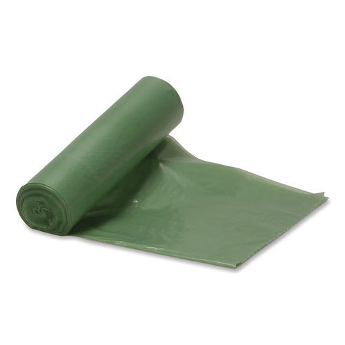 Image of Heritage Eco Blend Max Can Liners, 45 gal, 0.8 mil, 40" x 46", Green, 25 Bags/Roll, 6 Rolls/Carton