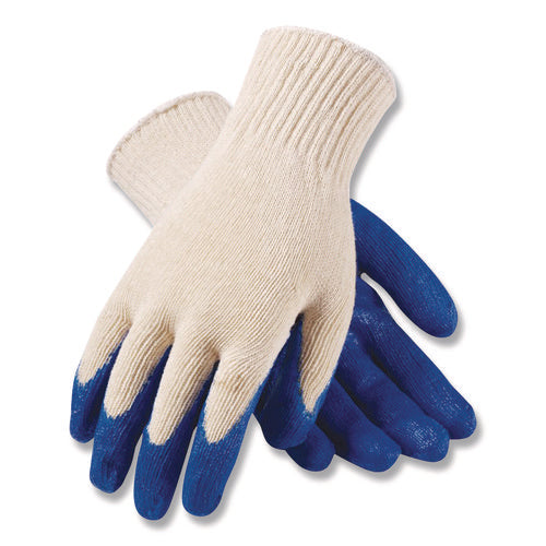 Image of PIP Seamless Knit Cotton/Polyester Gloves, Regular Grade, Large, Natural/Blue, 12 Pairs