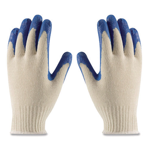 Image of PIP Seamless Knit Cotton/Polyester Gloves, Regular Grade, Large, Natural/Blue, 12 Pairs