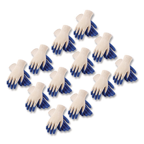 Image of PIP Seamless Knit Cotton/Polyester Gloves, Regular Grade, Large, Natural/Blue, 12 Pairs