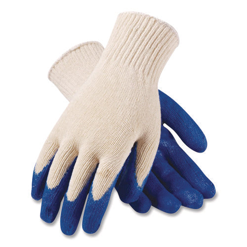 Image of PIP Seamless Knit Cotton/Polyester Gloves, Regular Grade, Medium, Natural/Blue, 12 Pairs